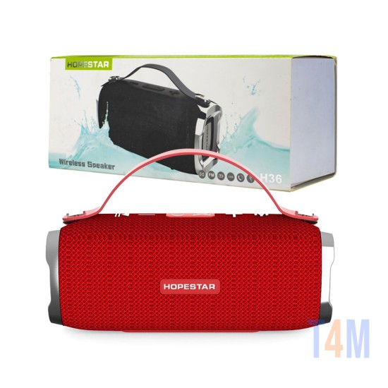HOPESTAR PORTABLE BLUETOOTH SPEAKER H36 TWS/HANDS-FREE/TF/AUX WITH MICROPHONE RED